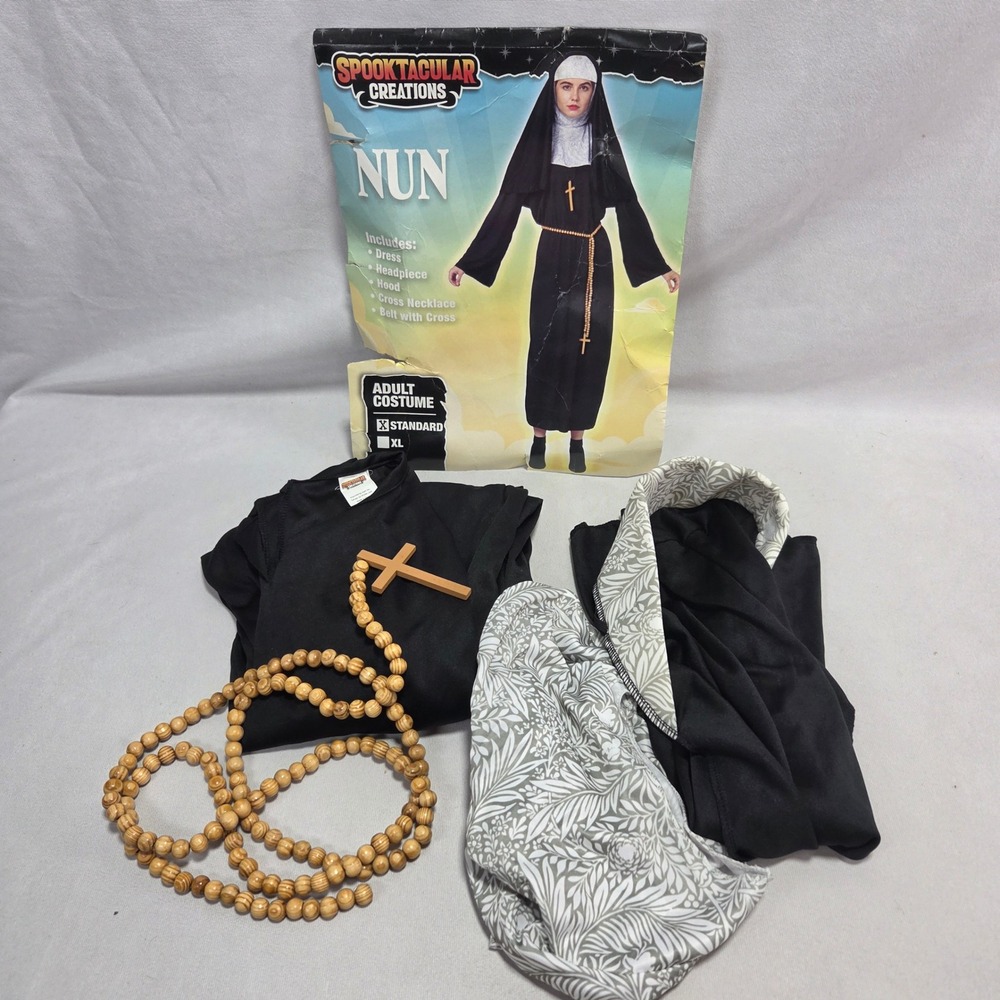 Spooktacular Creations Nun Adult Costume Set Black Dress Habit Rosary Standard